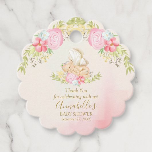 Waterverf Baby Fairy Baby shower dank u Bedankjes Labels (Voorkant)