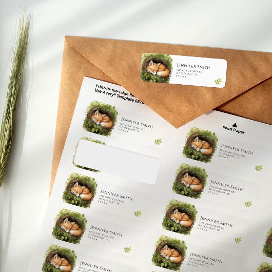 Waterverf Baby Fox Baby shower Adresetiketten Etiket