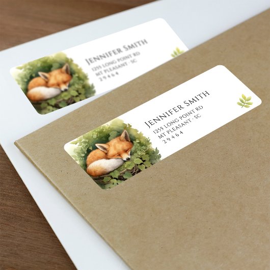 Waterverf Baby Fox Baby shower Adresetiketten Etiket