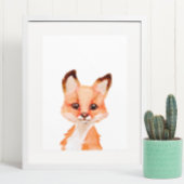 Waterverf Baby Fox Cub Nursery Child Decor Poster