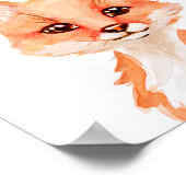 Waterverf Baby Fox Cub Nursery Child Decor Poster (Hoek)