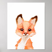 Waterverf Baby Fox Cub Nursery Child Decor Poster (Voorkant)