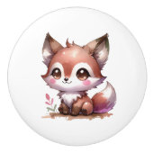 Waterverf Baby Fox keramische knop (Voorkant)