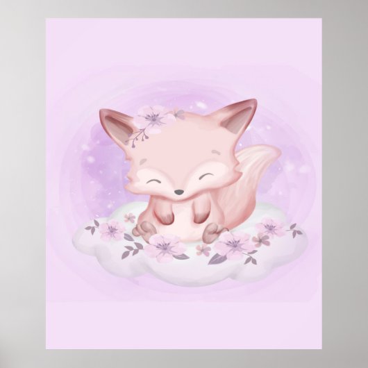 Waterverf Baby Fox Lovers | Cadeau voor Baby Poster (Voorkant)