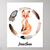 Waterverf Baby Fox Nursery Child Personalized Poster (Voorkant)