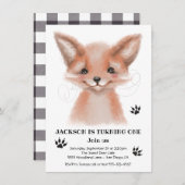 Waterverf Baby Fox verjaardagsfeestje Kaart (Voorkant / Achterkant)