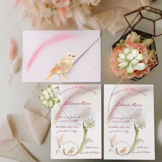 Waterverf Baby Geboorteaankondigingskaart