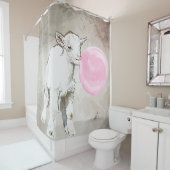 Waterverf Baby Geit met Bubblegum Douchegordijn (In situ)