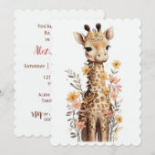 Waterverf Baby Giraffe Baby shower Kaart (Voorkant / Achterkant)