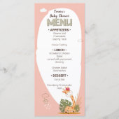 Waterverf Baby Giraffe, Baby shower Menu (Voorkant)