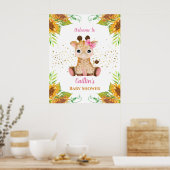 Waterverf Baby Giraffe Baby shower Poster (Keuken)