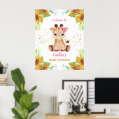 Waterverf Baby Giraffe Baby shower Poster (Thuiskantoor)