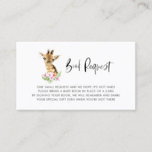 Waterverf Baby Giraffe Floral Book Request Kaart Visitekaartje