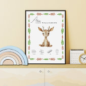  Waterverf Baby Giraffe Geboortegegevens Poster