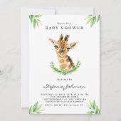 Waterverf Baby Giraffe Greenery Baby shower Kaart (Voorkant)