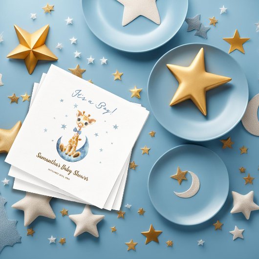 Waterverf Baby Giraffe Het is een Boy Baby shower Servet