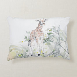 Waterverf Baby Giraffe met loof Accent Kussen