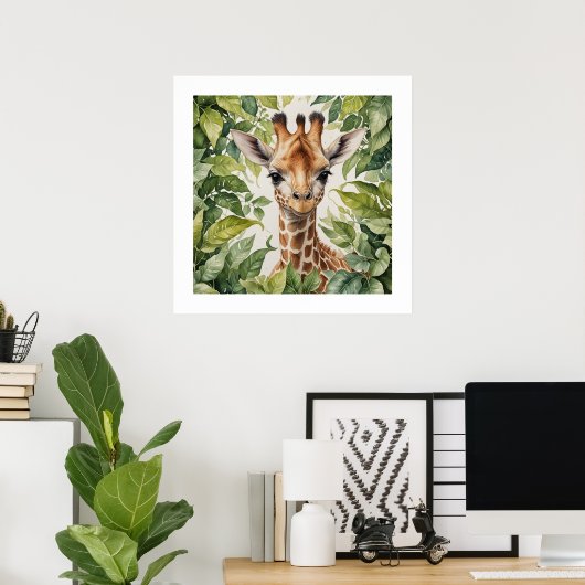 Waterverf Baby Giraffe Poster (Thuiskantoor)