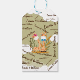 Waterverf Baby Giraffe Safari Twins Birthday Cadeaulabel