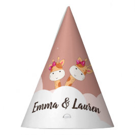 Waterverf Baby Giraffe Safari Twins Birthday Feesthoedjes