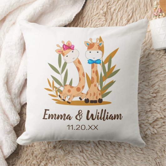 Waterverf Baby Giraffe Safari Twins Birthday Kussen (Deken)