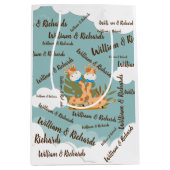 Waterverf Baby Giraffe Safari Twins Birthday Medium Cadeauzakje (Voorkant)