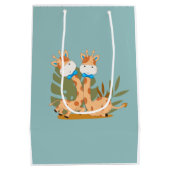 Waterverf Baby Giraffe Safari Twins Birthday Medium Cadeauzakje (Achterkant)
