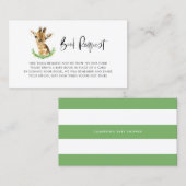 Waterverf Baby Giraffe Shower Book Request Kaart Visitekaartje (Voorkant / Achterkant)