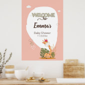 Waterverf Baby Giraffe, Welkom bij Baby shower Poster (Keuken)