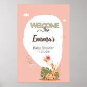 Waterverf Baby Giraffe, Welkom bij Baby shower Poster (Voorkant)