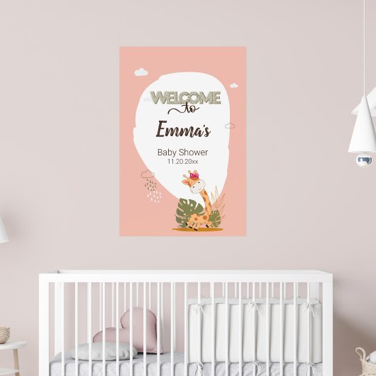 Waterverf Baby Giraffe, Welkom bij Baby shower Poster (Kinderkamer 2)
