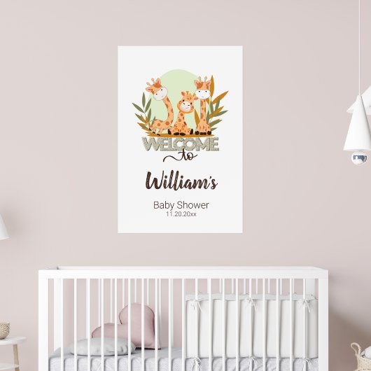 Waterverf Baby Giraffe, Welkom bij Baby shower Poster (Kinderkamer 2)