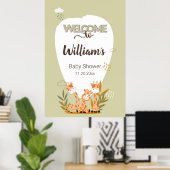 Waterverf Baby Giraffe, Welkom bij Baby shower Poster (Thuiskantoor)