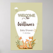 Waterverf Baby Giraffe, Welkom bij Baby shower Poster (Voorkant)