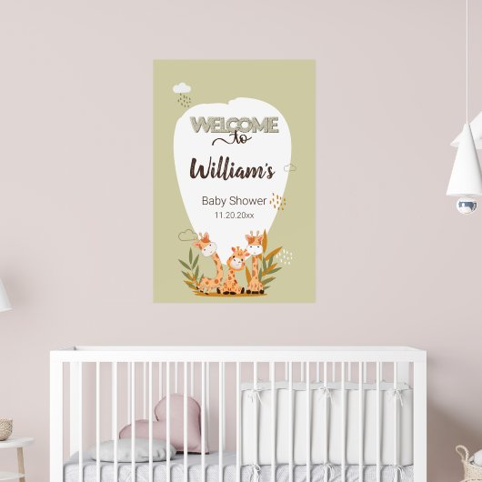 Waterverf Baby Giraffe, Welkom bij Baby shower Poster (Kinderkamer 2)