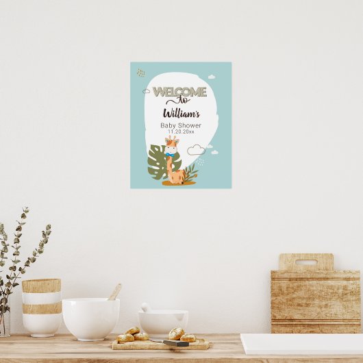Waterverf Baby Giraffe, Welkom bij Baby shower Poster (Keuken)