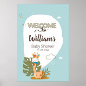 Waterverf Baby Giraffe, Welkom bij Baby shower Poster (Voorkant)