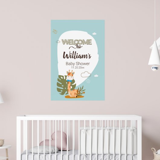 Waterverf Baby Giraffe, Welkom bij Baby shower Poster (Kinderkamer 2)