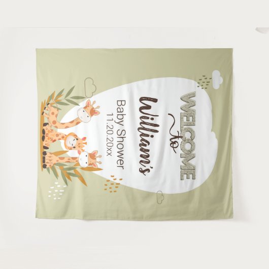 Waterverf Baby Giraffe, Welkom bij Baby shower Wandkleed (Voorkant (horizontaal))