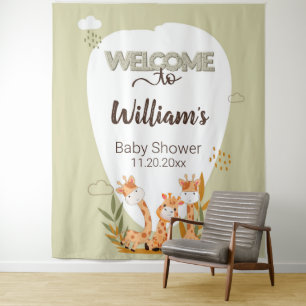 Waterverf Baby Giraffe, Welkom bij Baby shower Wandkleed