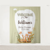 Waterverf Baby Giraffe, Welkom bij Baby shower Wandkleed (Voorkant)