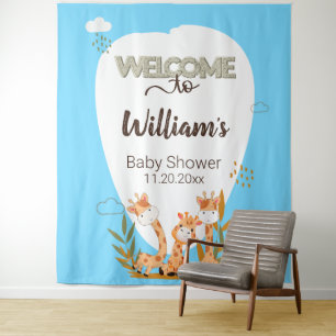 Waterverf Baby Giraffe, Welkom bij Baby shower Wandkleed