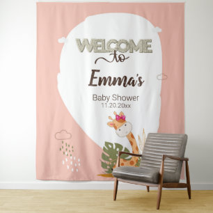 Waterverf Baby Giraffe, Welkom bij Baby shower Wandkleed