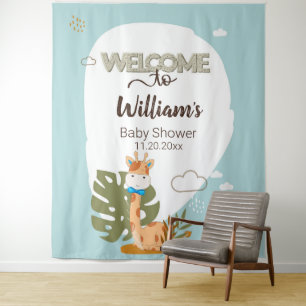 Waterverf Baby Giraffe, Welkom bij Baby shower Wandkleed