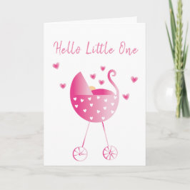 Waterverf Baby Girl Carriage Gefeliciteerd Roze Kaart