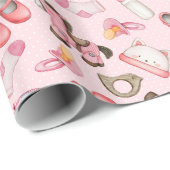 Waterverf Baby Girl Patroonspeelgoed Cadeaupapier (Rol Hoek)