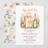 Waterverf Baby Girl Sip and See Kaart (Voorkant / Achterkant)