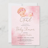 Waterverf Baby Girl Uitnodiging (Voorkant)