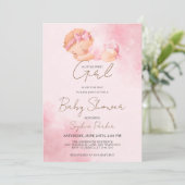 Waterverf Baby Girl Uitnodiging (Staand voorkant)