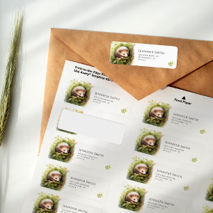 Waterverf Baby Hedgehog Baby shower adreslabel Etiket